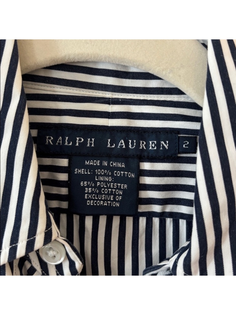 Ralph Lauren Blue Label Striped Midi Long Sleeve Shirt Dress Women's size 2 - Picture 3 of 4